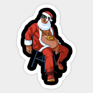 Black Santa Claus Hip Hop Gangster Christmas Rap Sticker